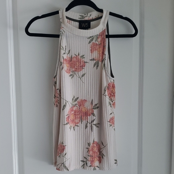 W5 Tops - W5 Cream Ribbed Tank Top